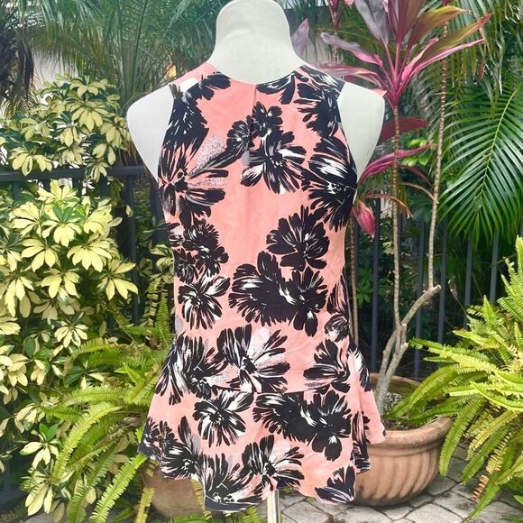 Rebecca Taylor Split Wood Rose Peplum Sleeveless Blouse - Picture 5 of 8